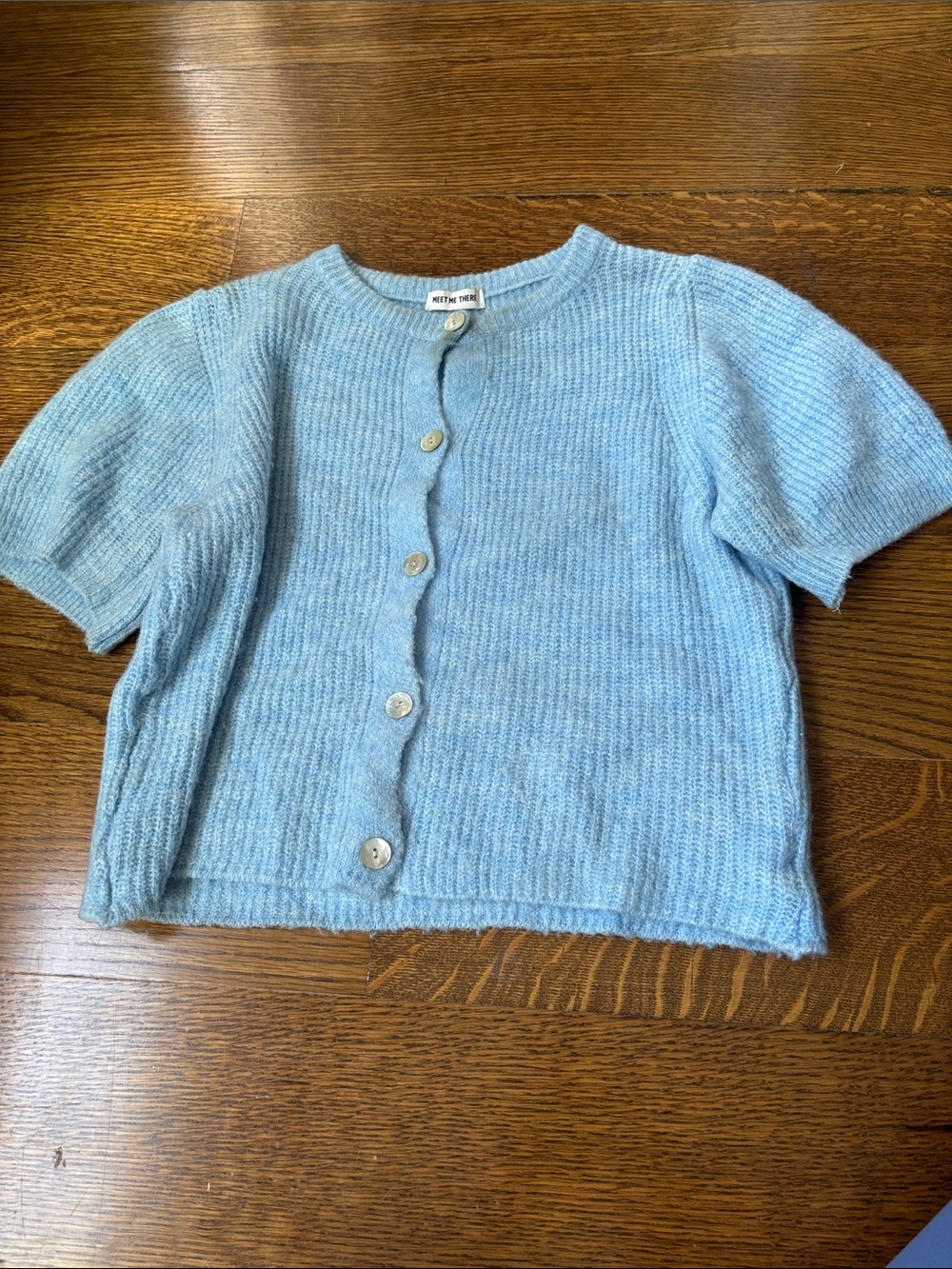 Meet me there women’s Light Blue Knit Button front top